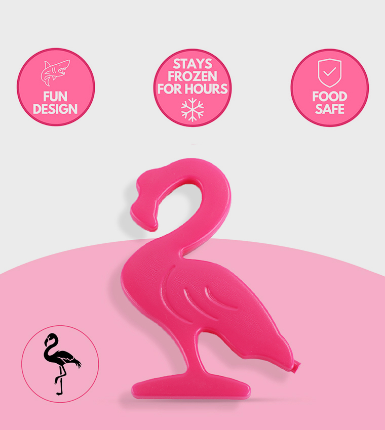 Insulated Lunch Bag with Thermo Box & 4 Piece Flamingo Ice Pack Set