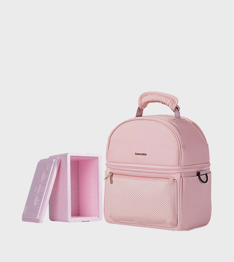 Insulated Lunch Bag with Thermo Box & 4 Piece Flamingo Ice Pack Set