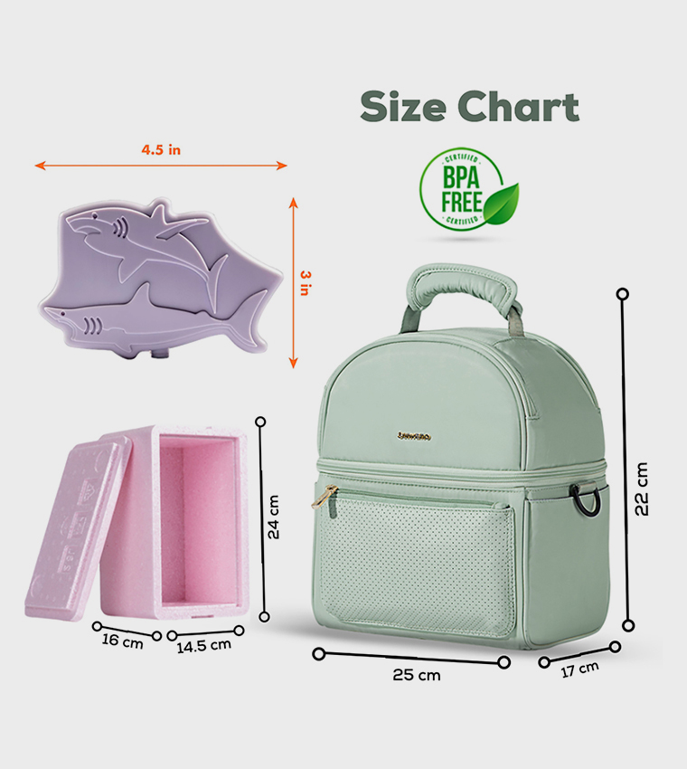 Insulated Lunch Bag with Thermo Box & 4 Piece Shark Ice Pack Set