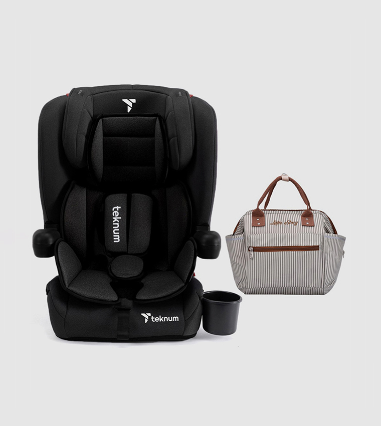 Buy Teknum Pack And Go Foldable Car Seat With Ace Ivory Diaper Bag