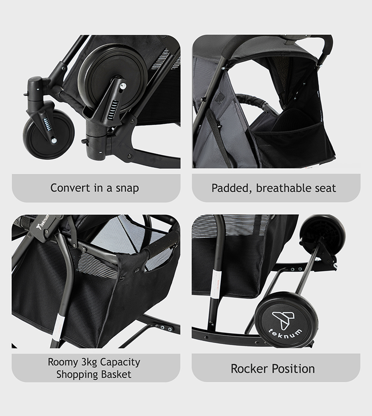 Stroller with Rocker and Diaper Tote Bag Set