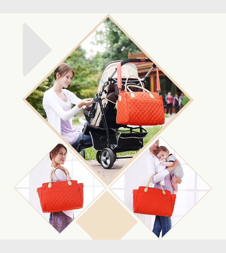 Stroller with Rocker and Diaper Tote Bag Set