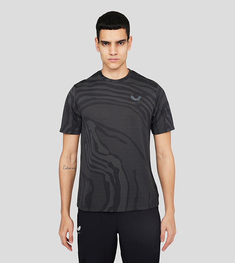 Patterned Crew Neck Active T-Shirt