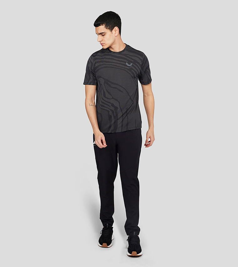 Patterned Crew Neck Active T-Shirt