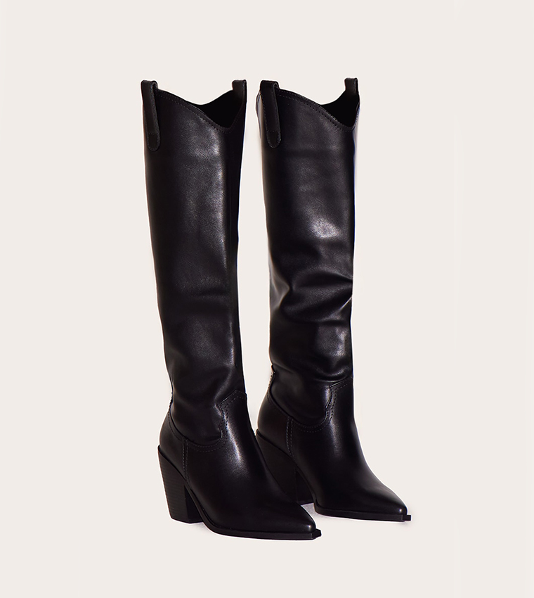 Solid Western Knee High Boots