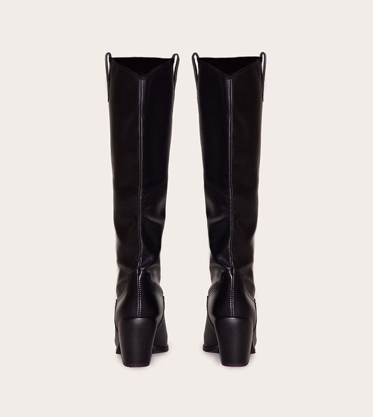 Solid Western Knee High Boots