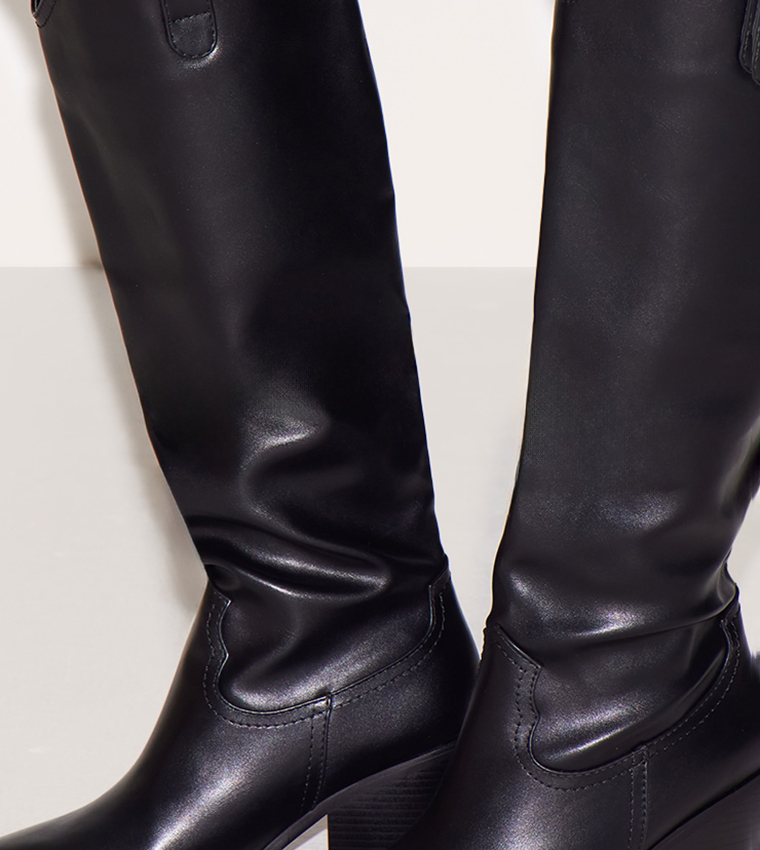 Solid Western Knee High Boots