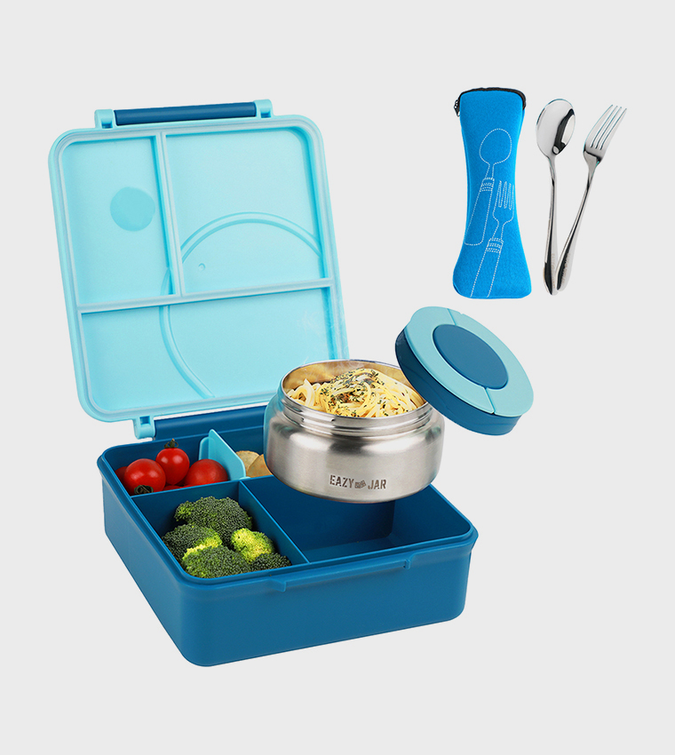 Jumbo Bento Lunch Box, Food Jar, Cutlery Set with Lunch Bag