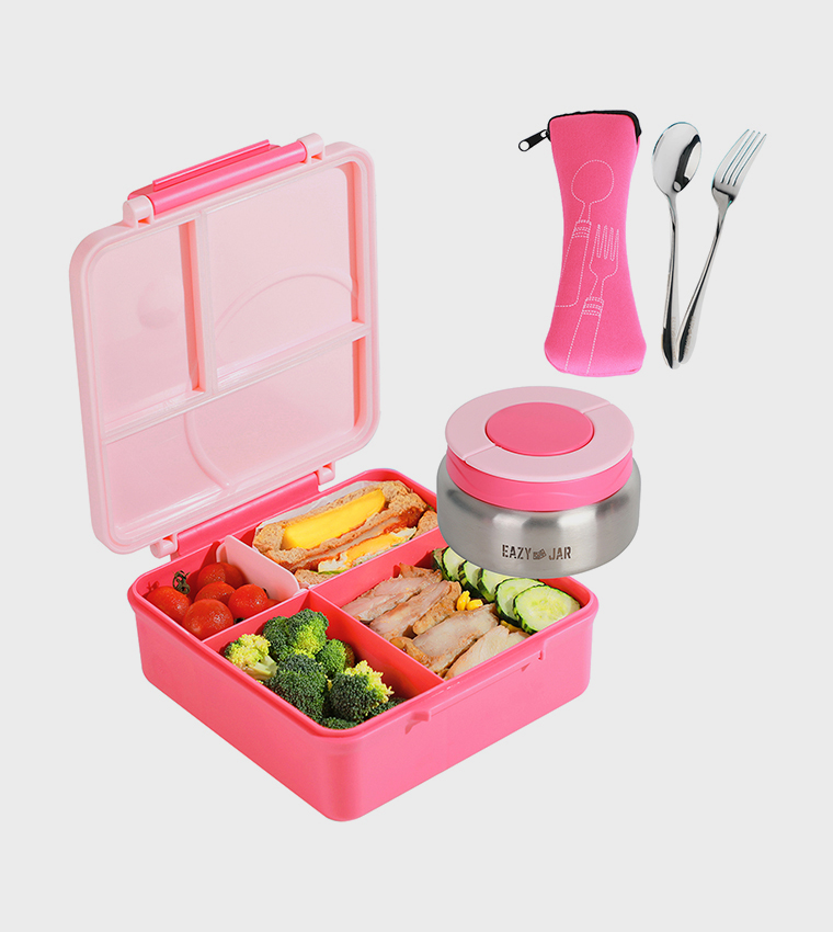 Jumbo Bento Lunch Box, Food Jar, Cutlery Set with Lunch Bag
