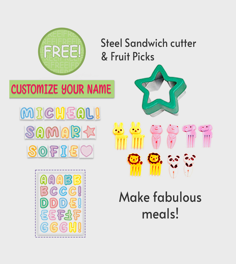 Its Girls Things Printed Bento Box with Insulated Lunch Bag and Cutter Set