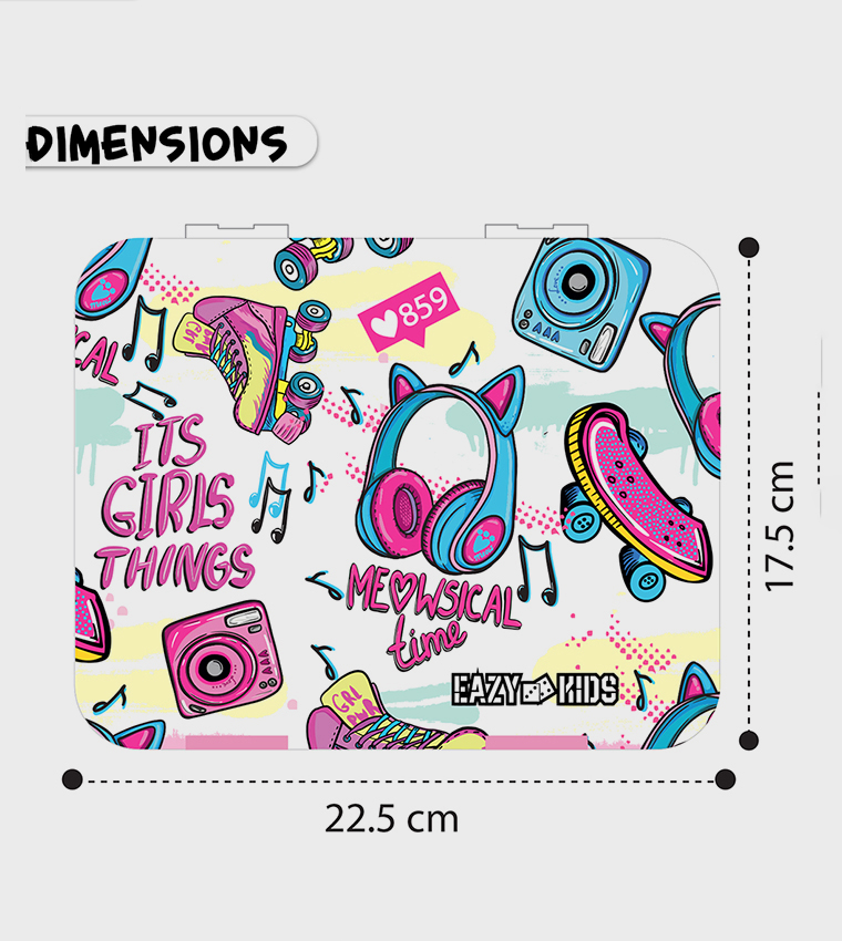 Its Girls Things Printed Bento Box with Insulated Lunch Bag and Cutter Set