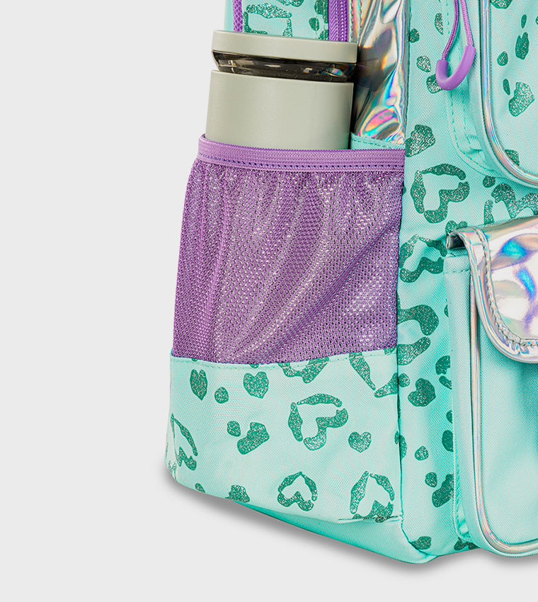 4-Piece Printed 17" 4 Wheel Trolley Backpack Set 