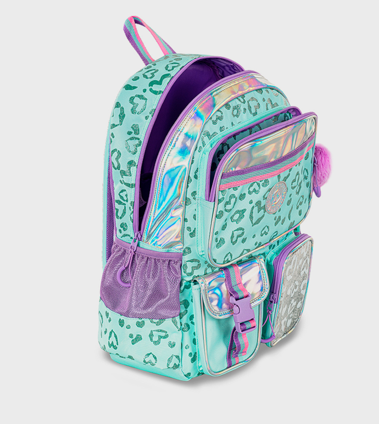 4-Piece Printed 17" 4 Wheel Trolley Backpack Set 