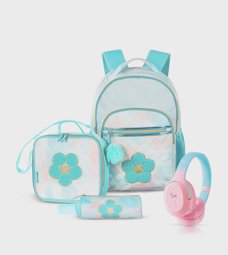 4-Piece Printed 18" Backpack Set - Flora
