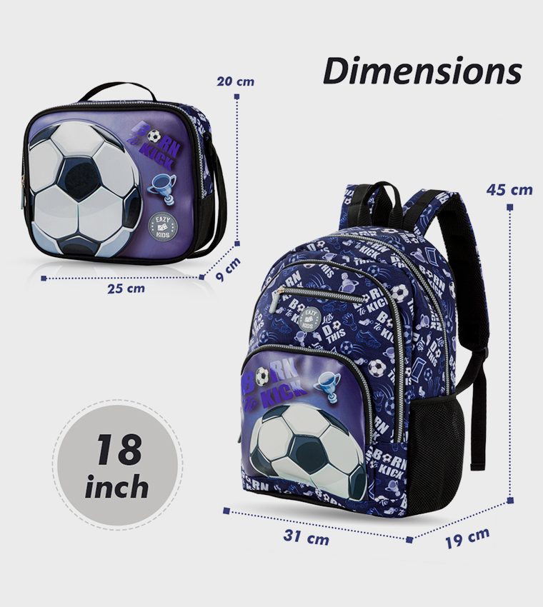 4-Piece Printed 18" 4 Wheel Trolley Backpack Set - Football