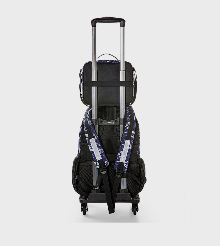 4-Piece Printed 18" 4 Wheel Trolley Backpack Set - Football