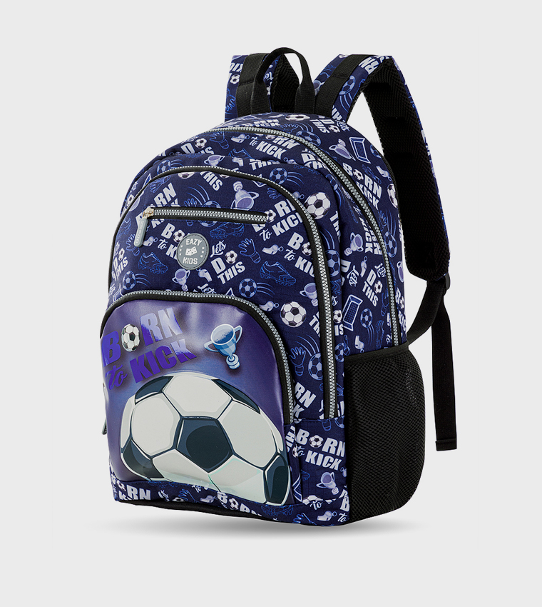 4-Piece Printed 18" 4 Wheel Trolley Backpack Set - Football