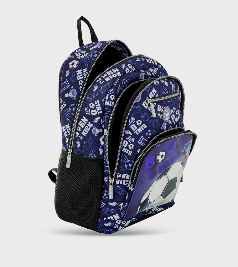 4-Piece Printed 18" 4 Wheel Trolley Backpack Set - Football