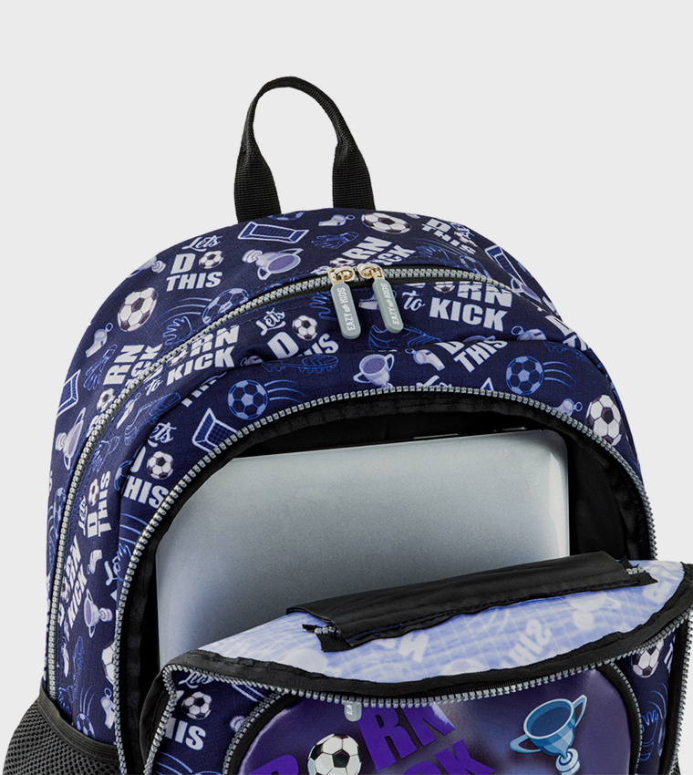 4-Piece Printed 18" 4 Wheel Trolley Backpack Set - Football