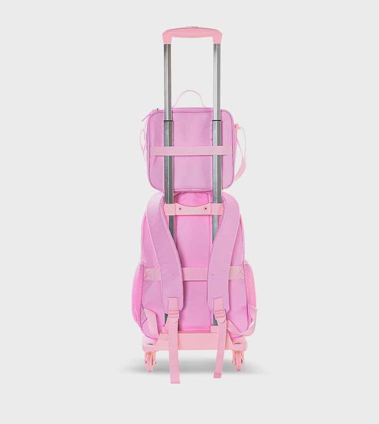 4-Piece Printed 17" 4 Wheel Trolley Backpack Set - Sugar Pop