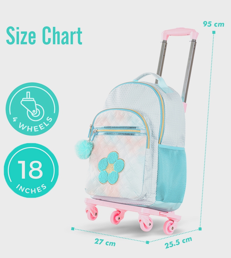4-Piece Printed 18" 4 Wheel Trolley Backpack Set