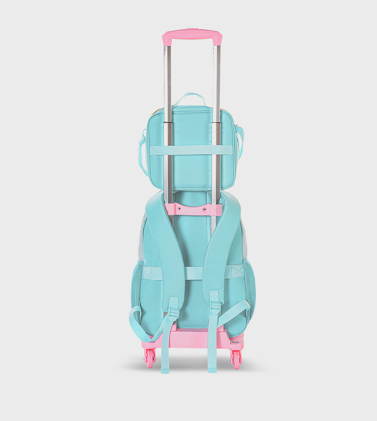 4-Piece Printed 18" 4 Wheel Trolley Backpack Set