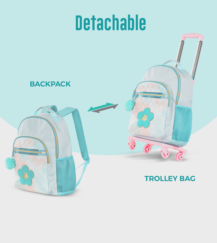4-Piece Printed 18" 4 Wheel Trolley Backpack Set