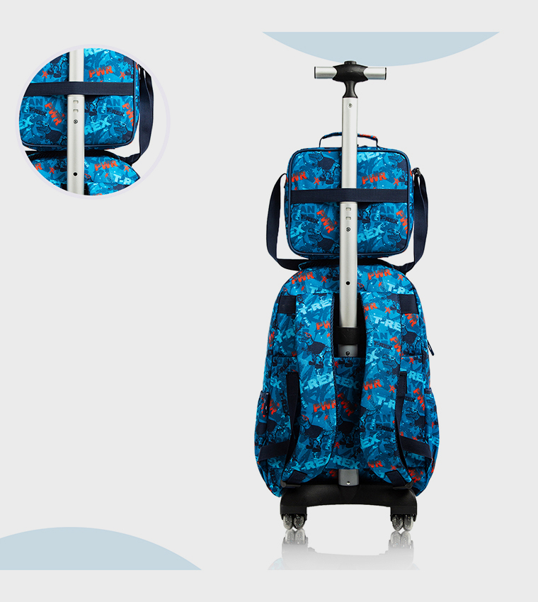 4-Piece TREX Dinosaur Themed 18" Trolley School Bag Set