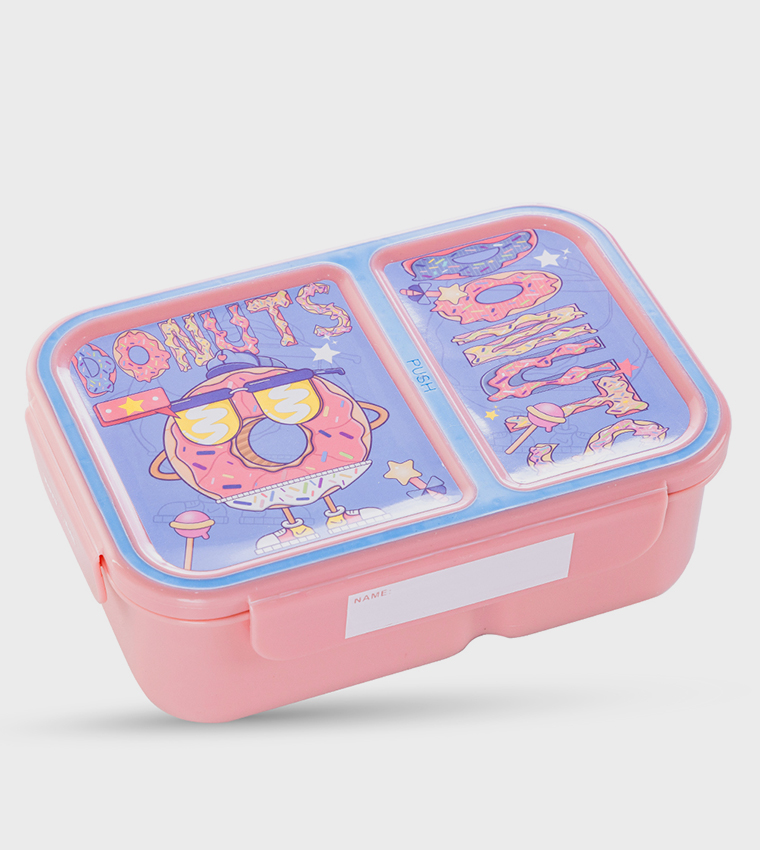 2 Compartment Bento Lunch Box and Water Bottle Set - Donut