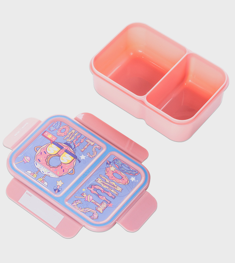 2 Compartment Bento Lunch Box and Water Bottle Set - Donut