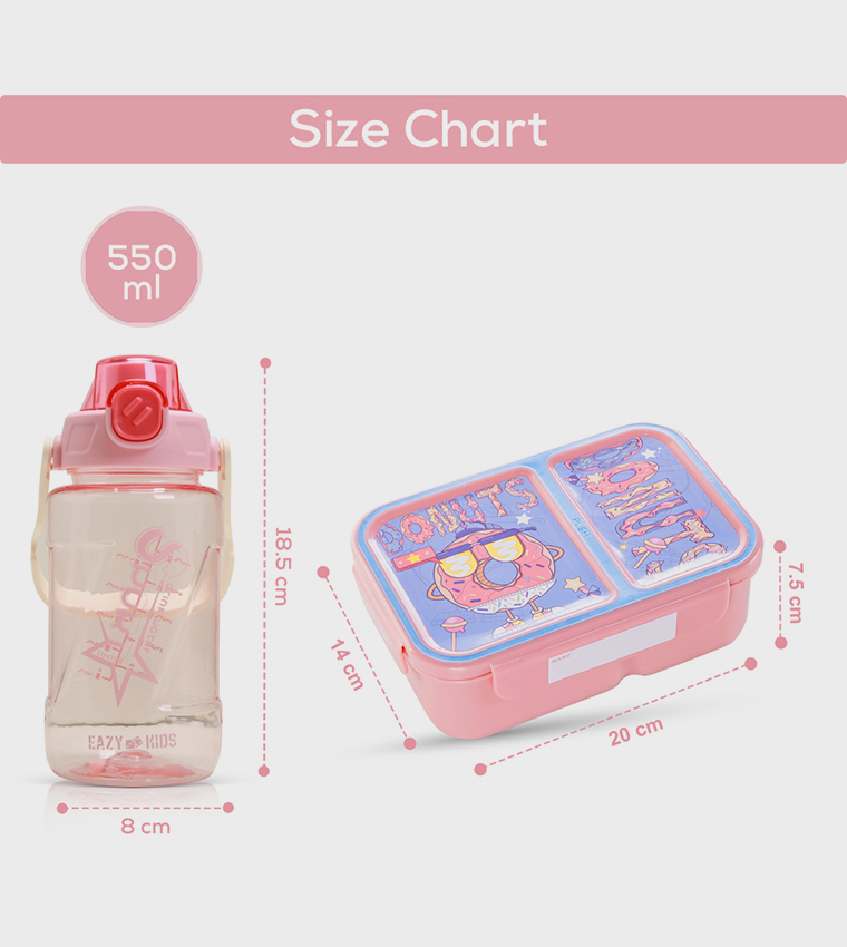 2 Compartment Bento Lunch Box and Water Bottle Set - Donut