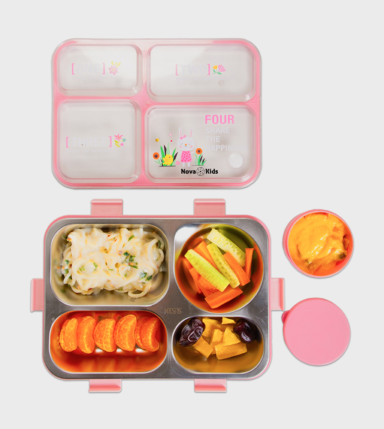 Stainless Steel 3 Compartment Bento Lunch Box Set