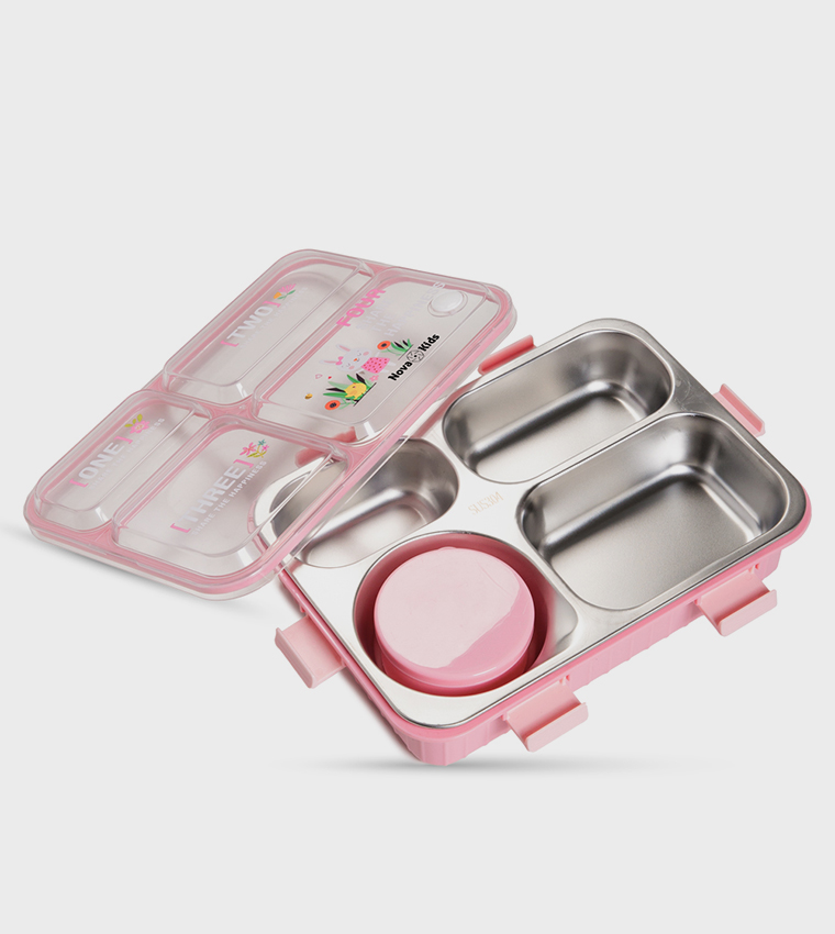 Stainless Steel 3 Compartment Bento Lunch Box Set