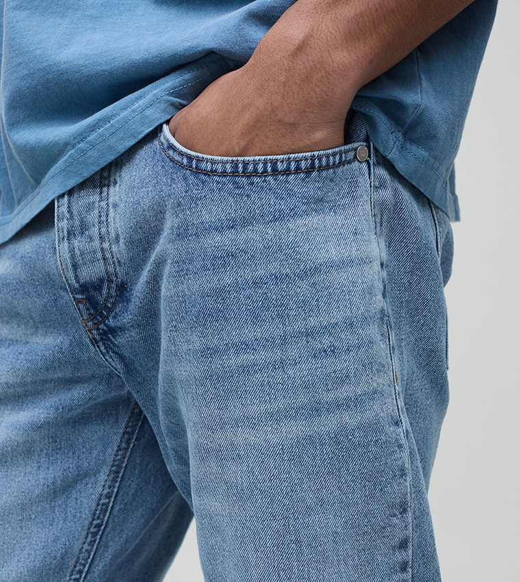 Slim Fit Stacked Washed Flared Jeans