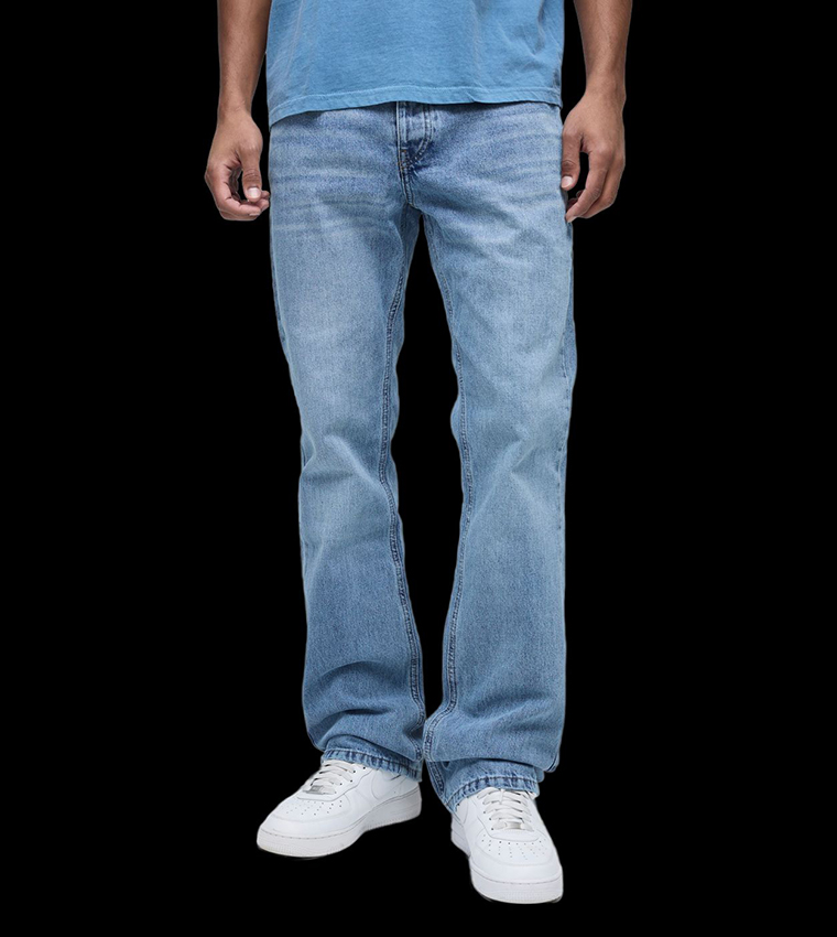 Slim Fit Stacked Washed Flared Jeans