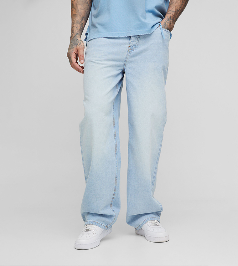 Tall Rigid Relaxed Fit Jeans with Pleat Waist Detail