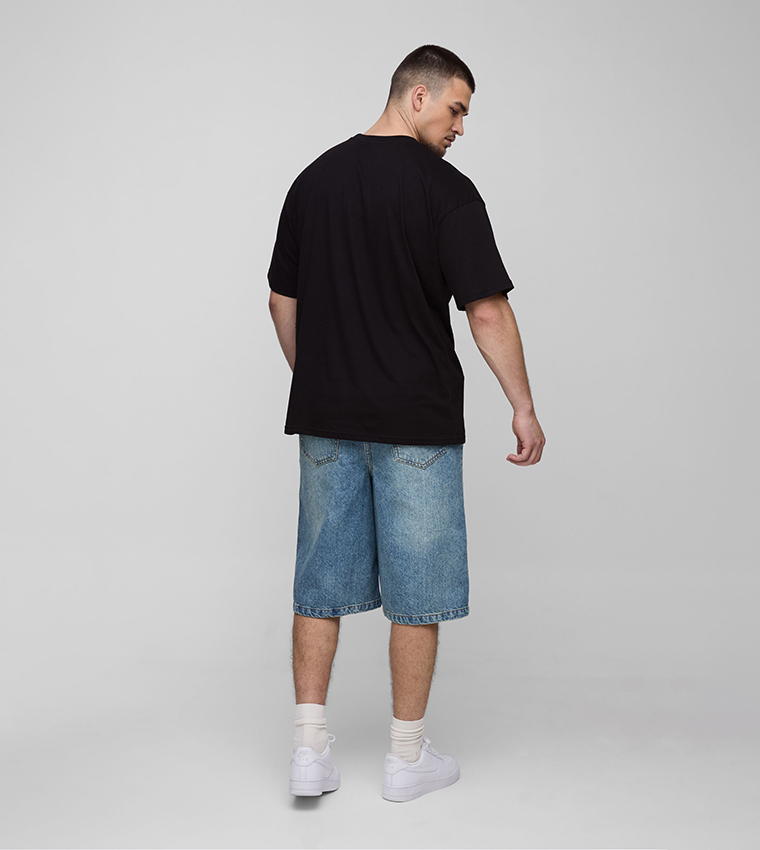 Tall Relaxed Fit Jorts with Pleat Waist Detail