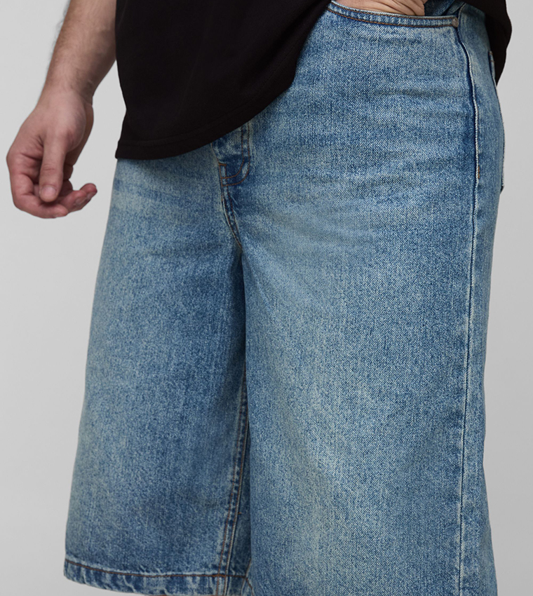 Tall Relaxed Fit Jorts with Pleat Waist Detail