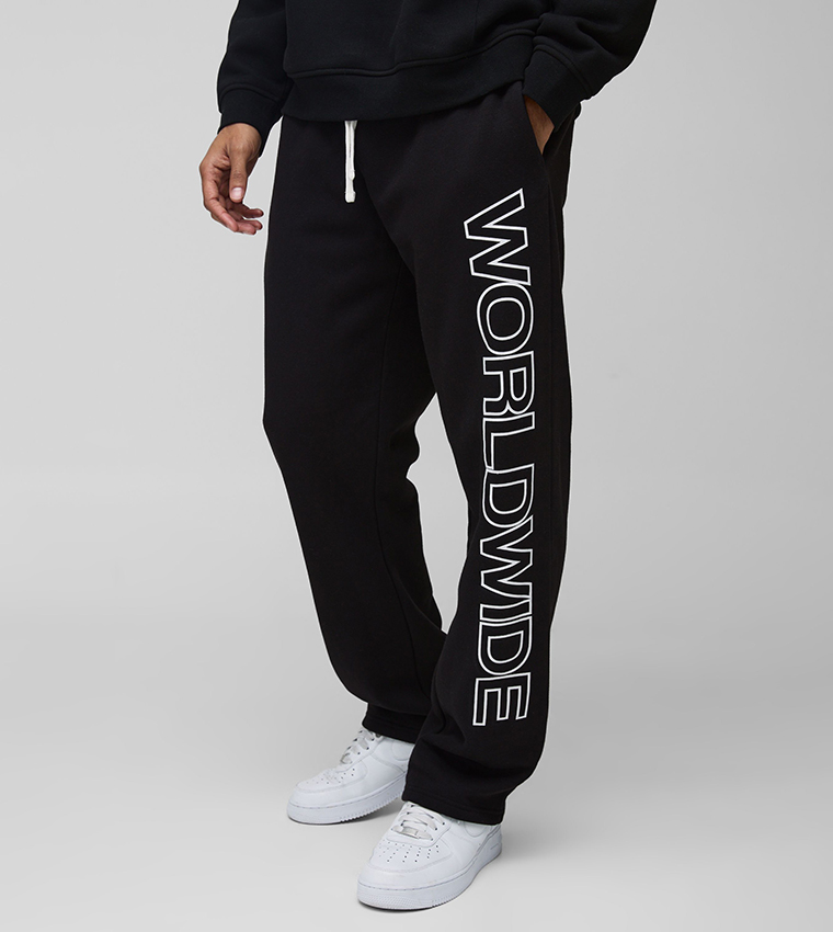 Buy BoohooMAN Relaxed Fit Worldwide Joggers In Black 6thStreet UAE