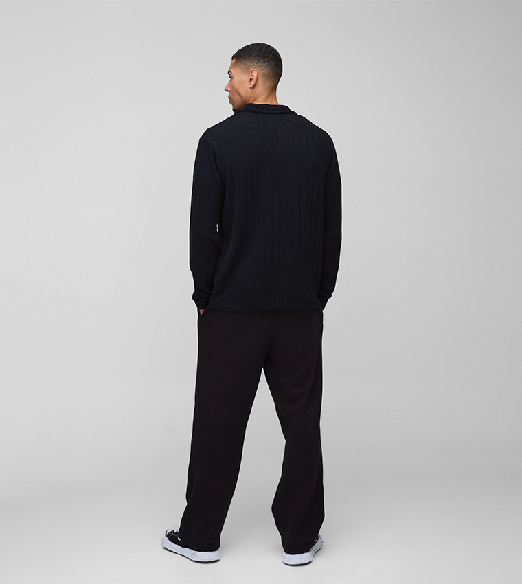 Brushed Wide Rib Long Sleeves Revere Collar T-Shirt