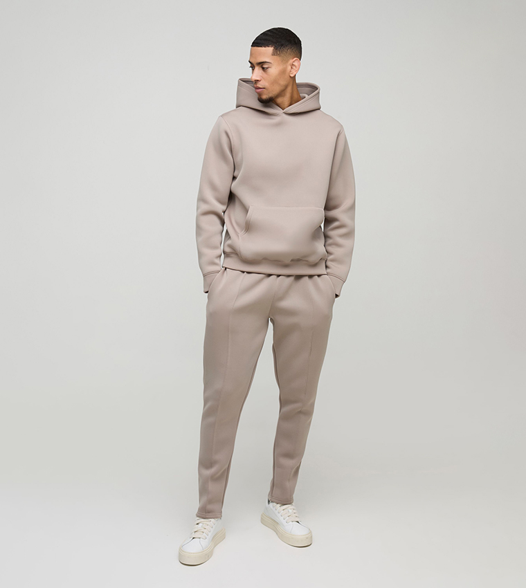 Regular Fit Bonded Scuba Hooded Tracksuit Set