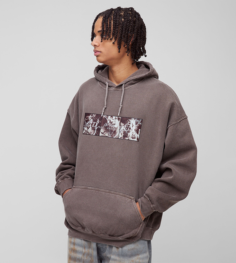 Buy BoohooMAN Printed Long Sleeves Oversized Hoodie In Brown | 6thStreet  Kuwait