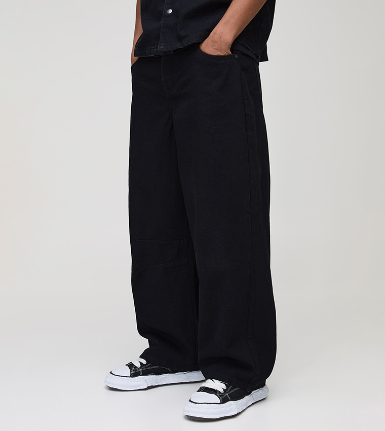 Relaxed Rigid Washed Barrel Fit Jeans