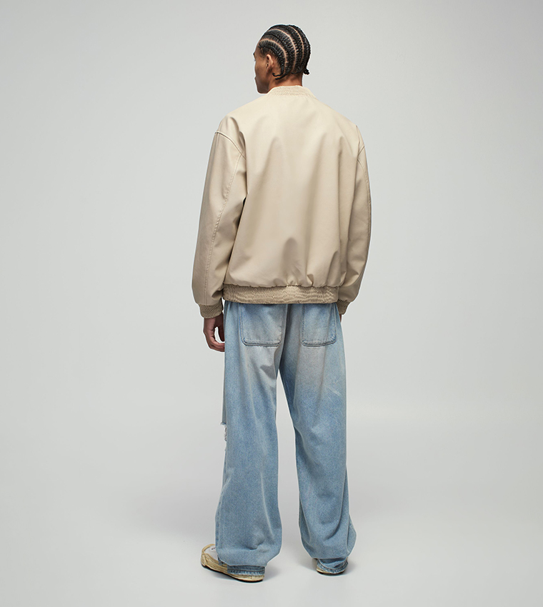 Soft PU Oversized Bomber Jacket