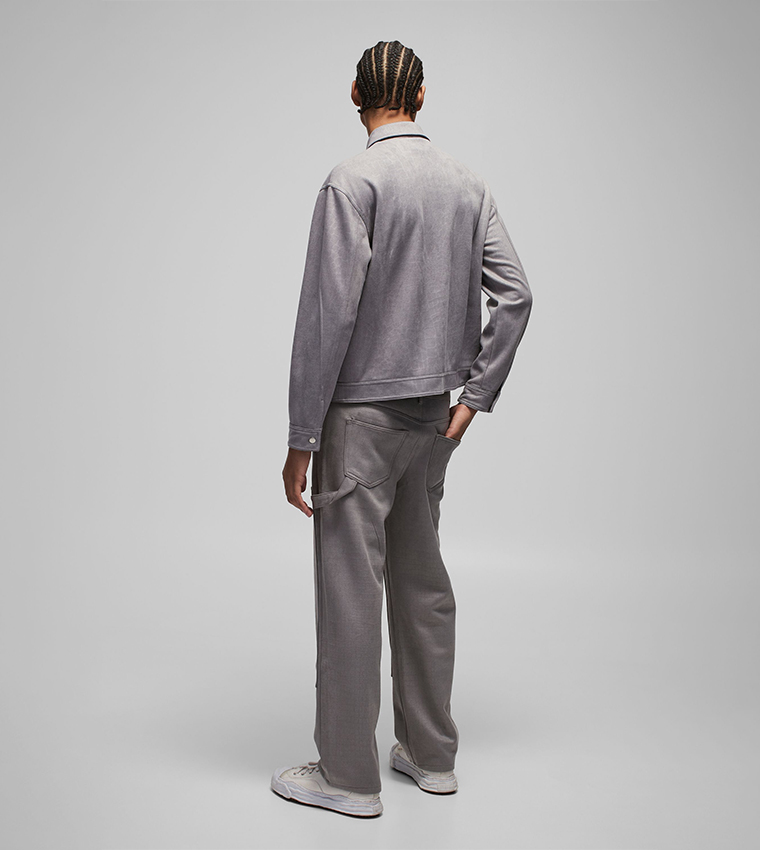 Croc Print Suedette Long Sleeves Shirt