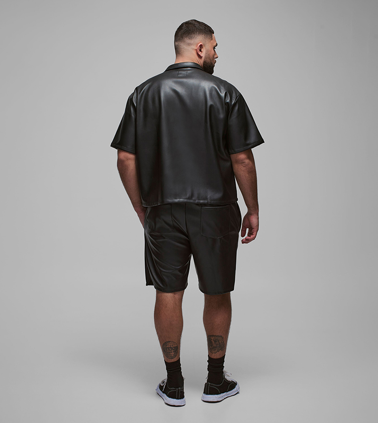Plus & Tall Pleated PU Basketball Shorts