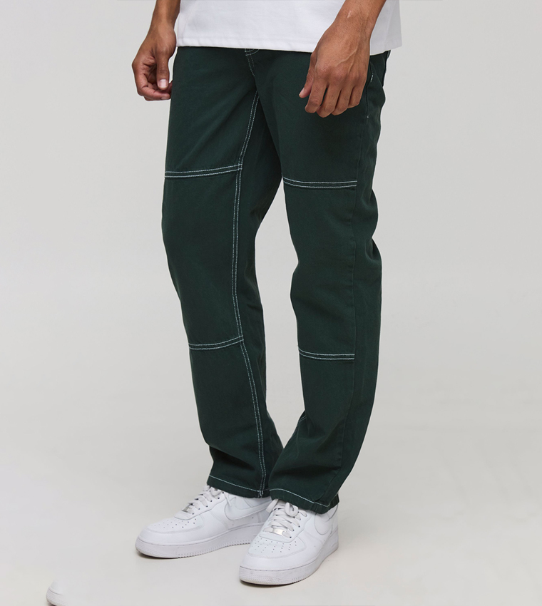 Straight Leg Contrast Stitch Jeans