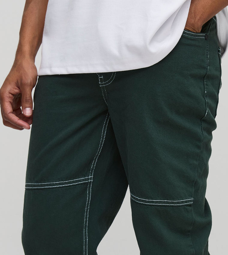 Straight Leg Contrast Stitch Jeans