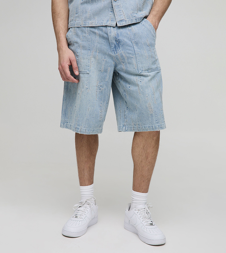 Distressed Denim Shorts