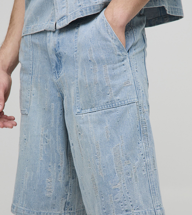 Distressed Denim Shorts